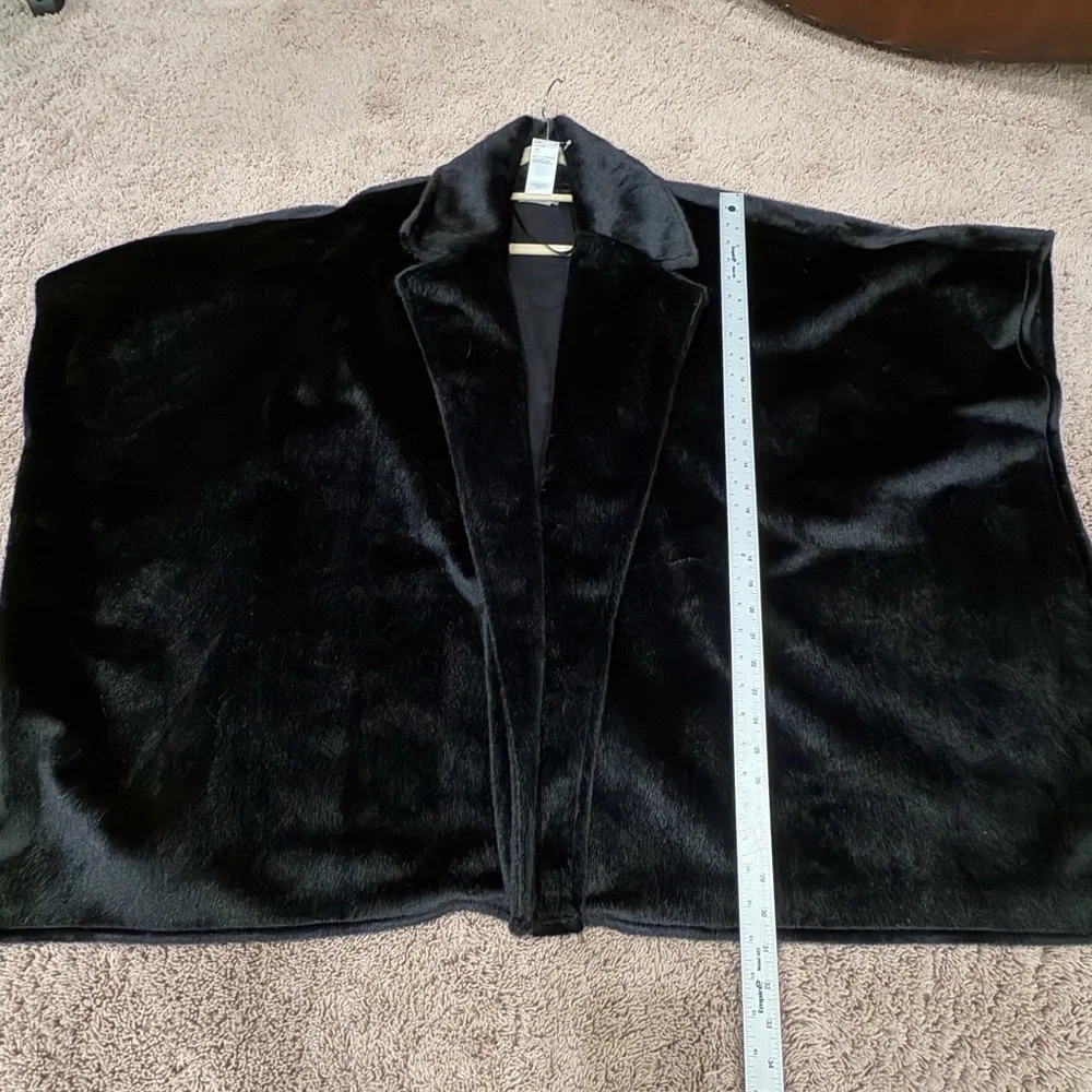New OS one size large oversized FREE PEOPLE starlett faux fur poncho black coat